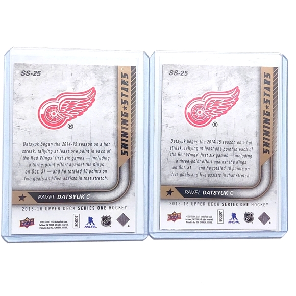 Pavel Datsyuk 2 Card Shining Stars Lot 2015/16 Inserts Hockey Card #SS-25 - Picture 2 of 2
